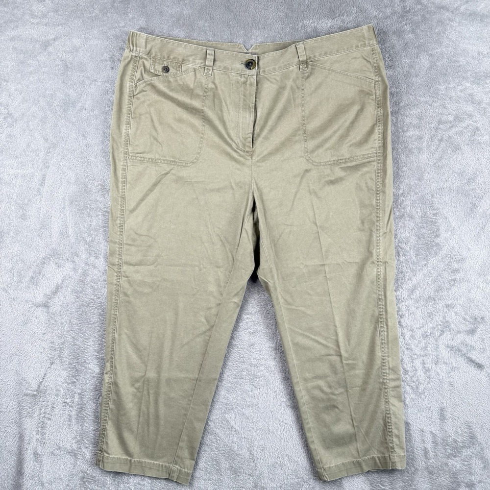 J. Jill‎ Cropped Pants Womens 16 Olive Green High Rise Stretch Pockets Casual
